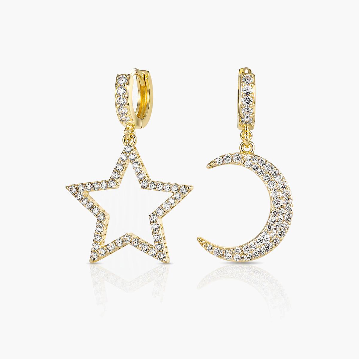 Star Moon Leaf Heart Pearl Drop Earrings