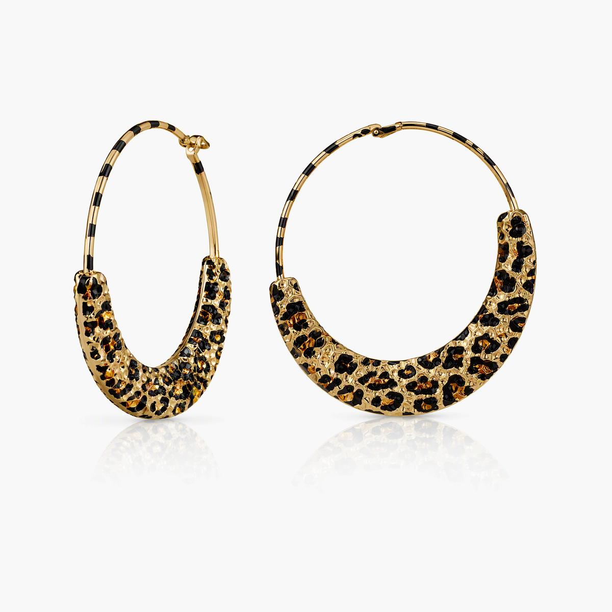 Leopard Print Wide Hoop Earrings