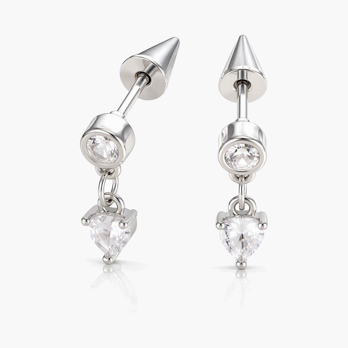 Dainty Heart Charm Stud Earrings
