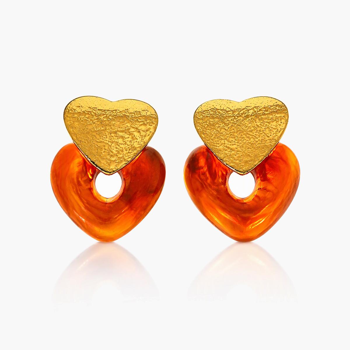Heart Charm Stud Earrings