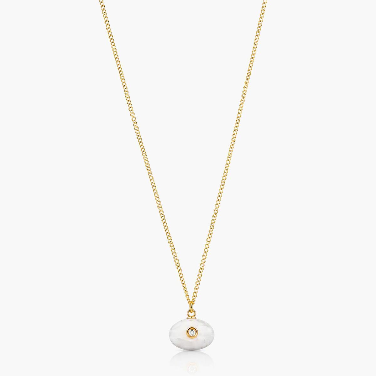 Dainty Oval Stone Pendant Necklace