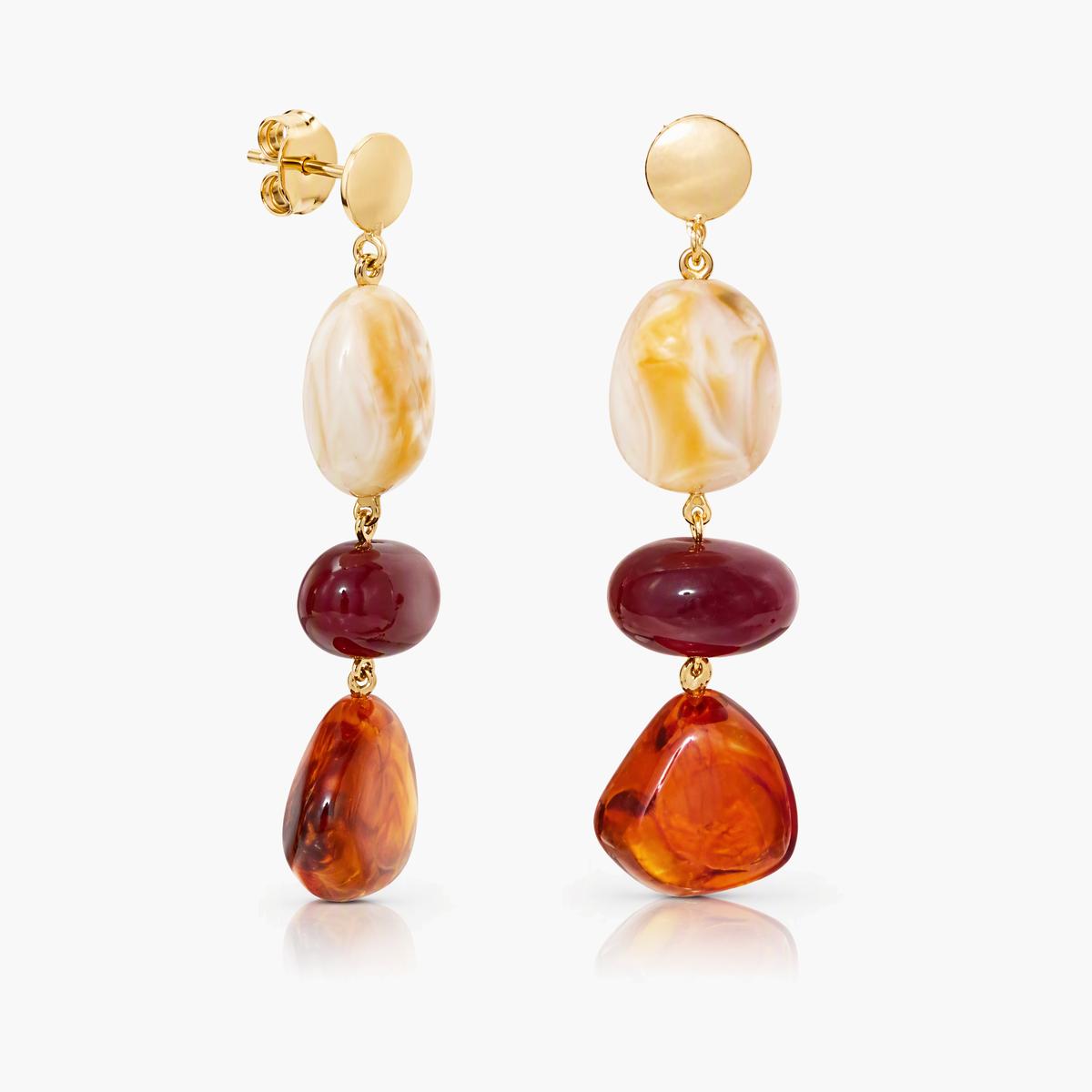 Triple Stone Drop Earrings