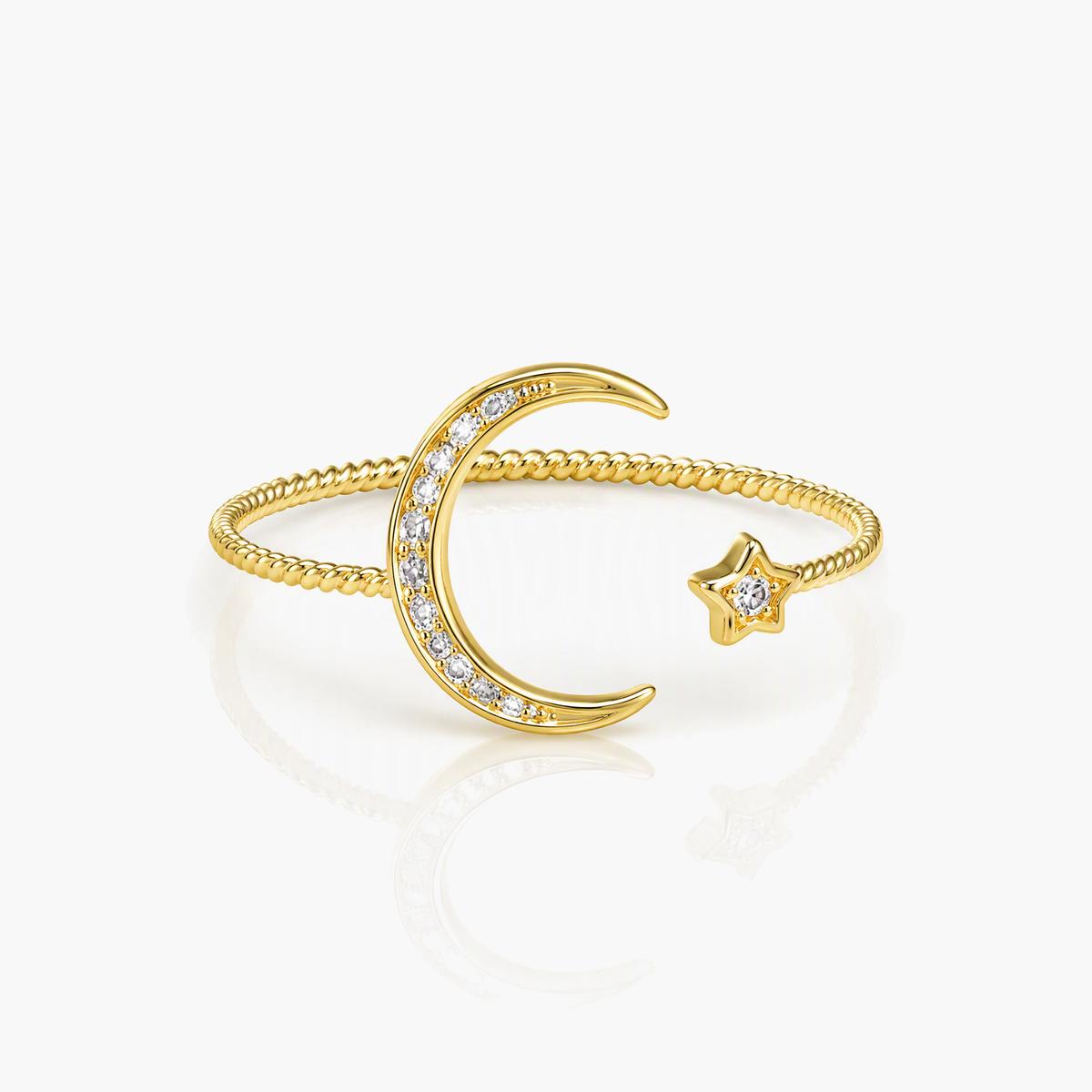 Dainty Moon and Star Stackable Rings
