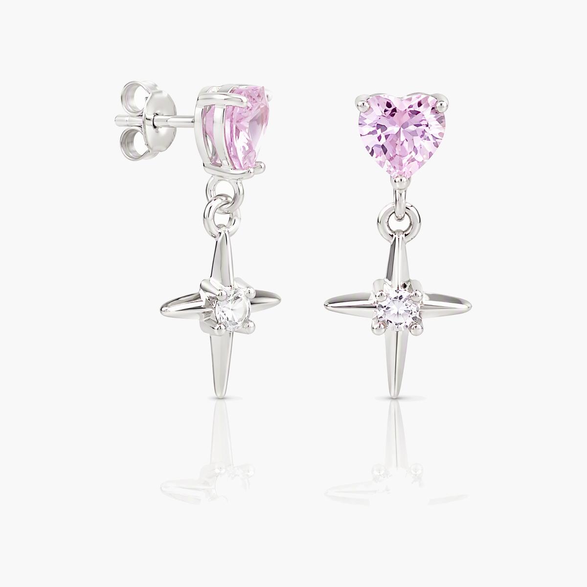 Cute Heart Star Drop Earrings