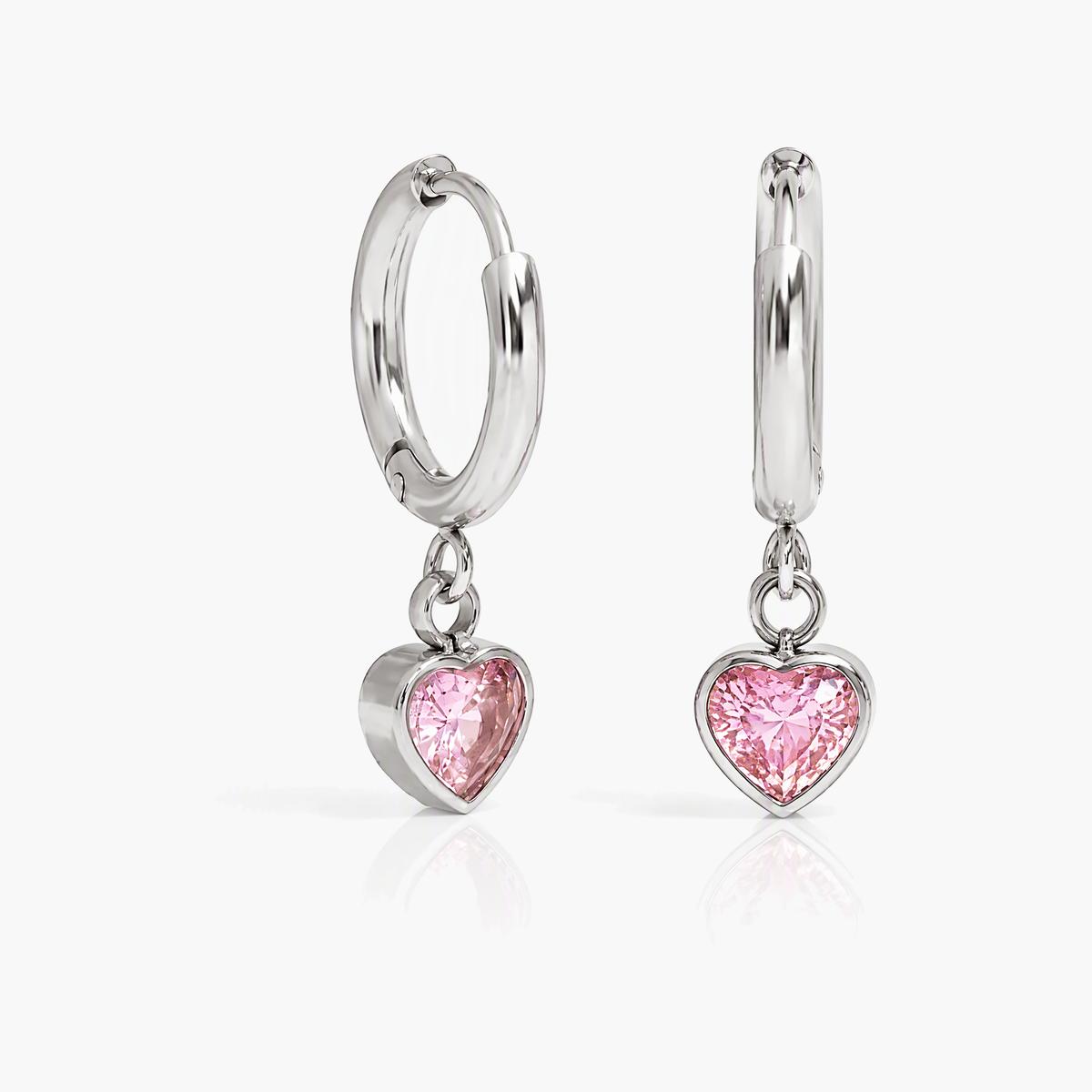 Cute Heart & Teardrop Charm Hoop Earrings