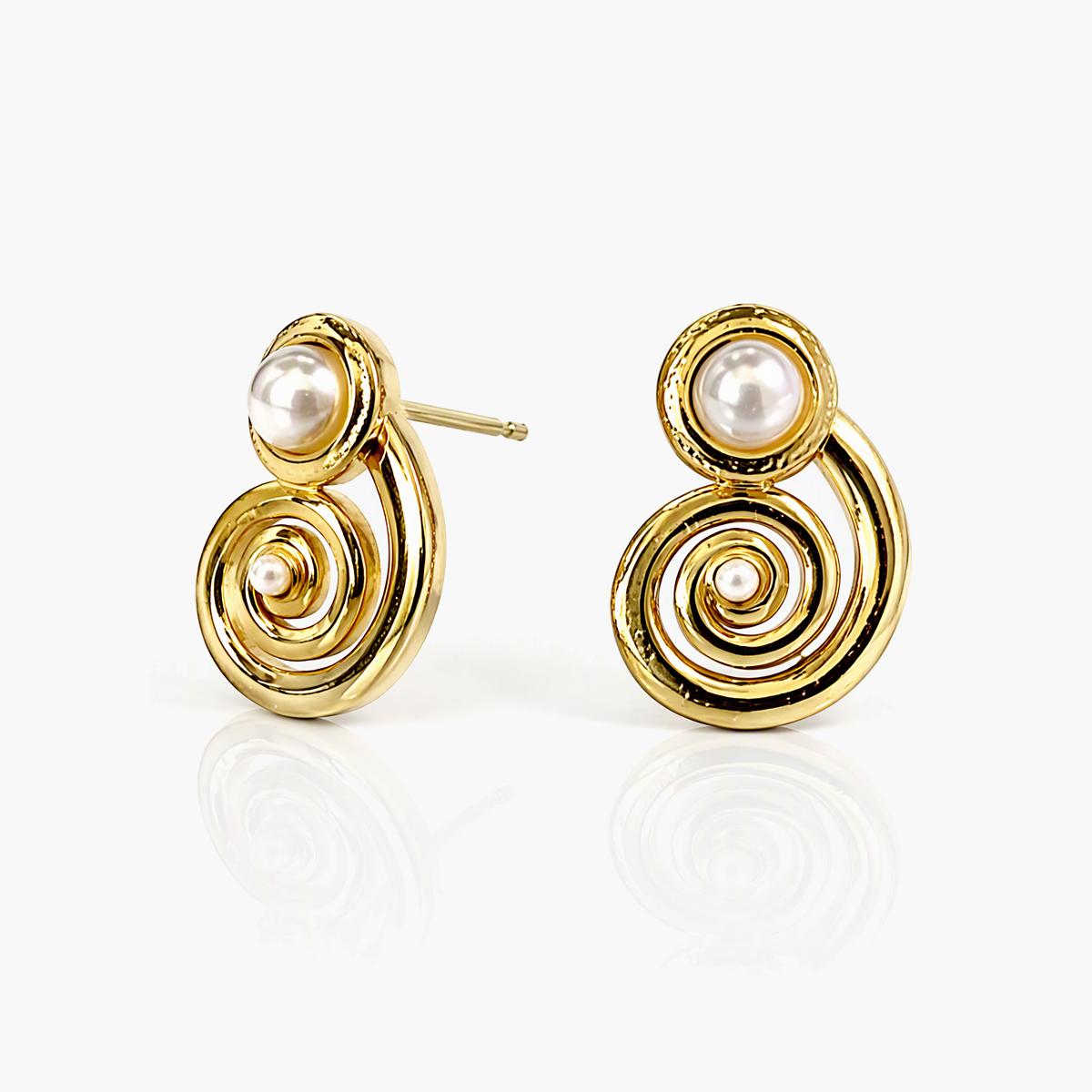 Vintage Spiral Pearl Drop Earrings