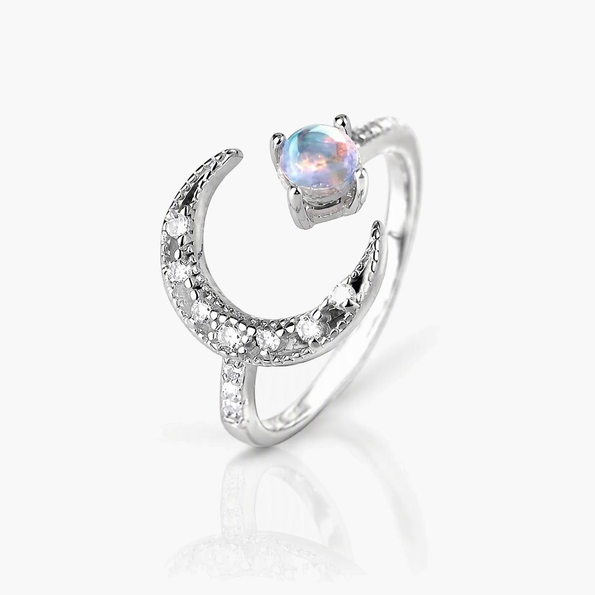 Crescent Moon Opal Ring