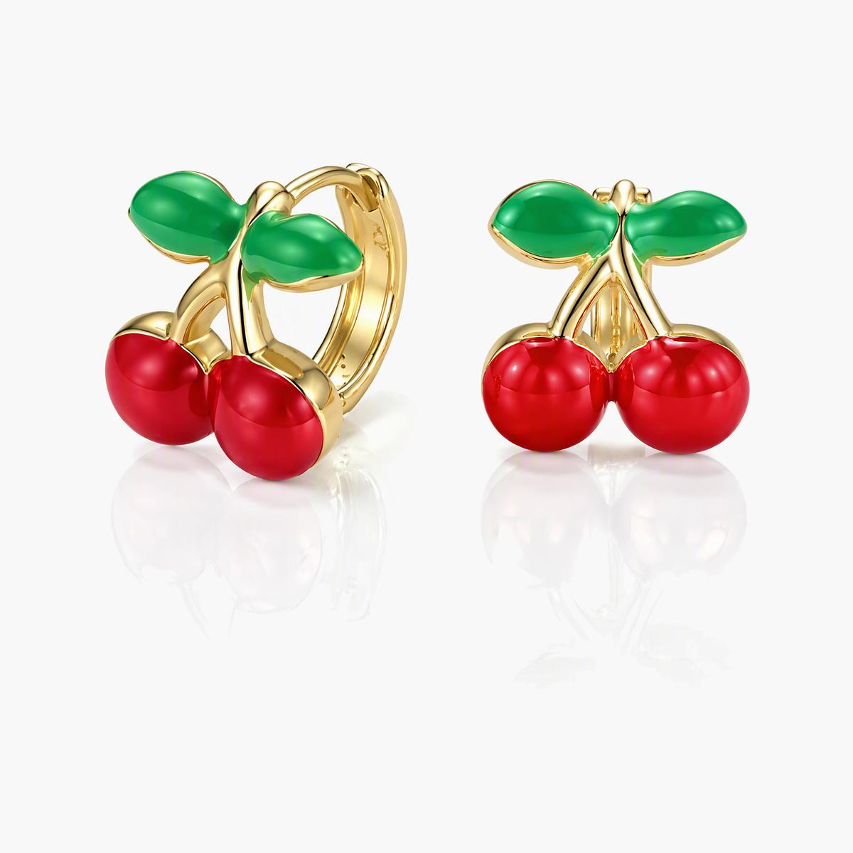 Cute Cherry Huggie Earrings