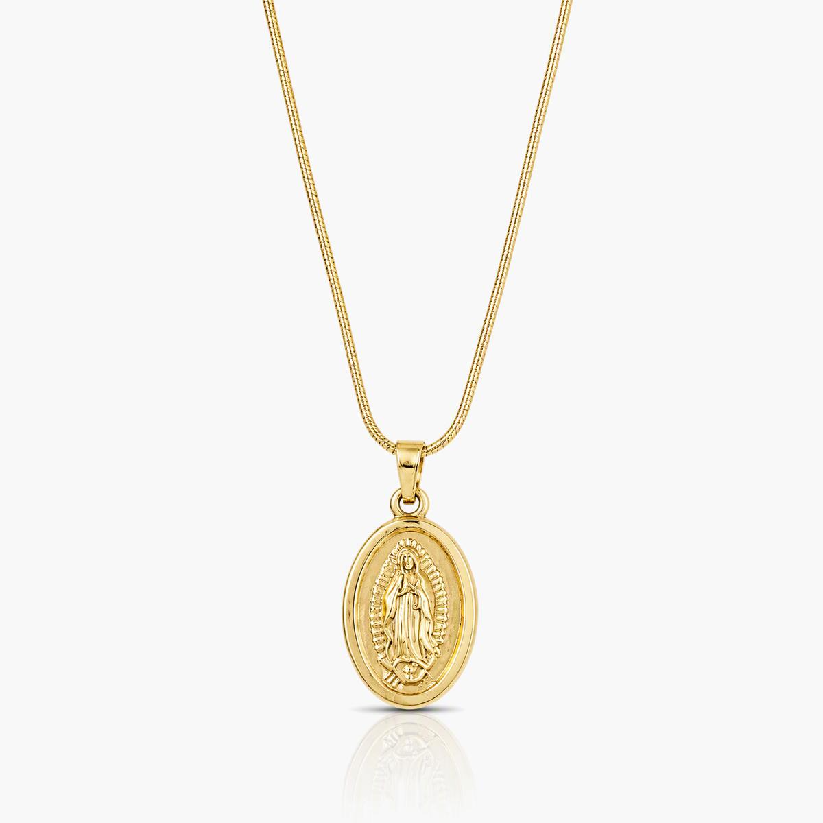 Oval Virgin Mary Pendant Necklace