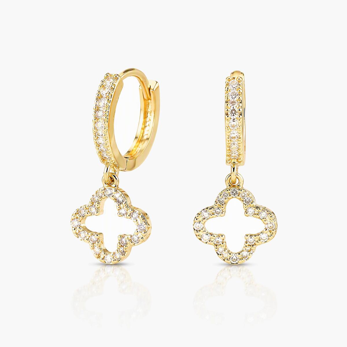 Four-Leaf Clover Huggie Earrings