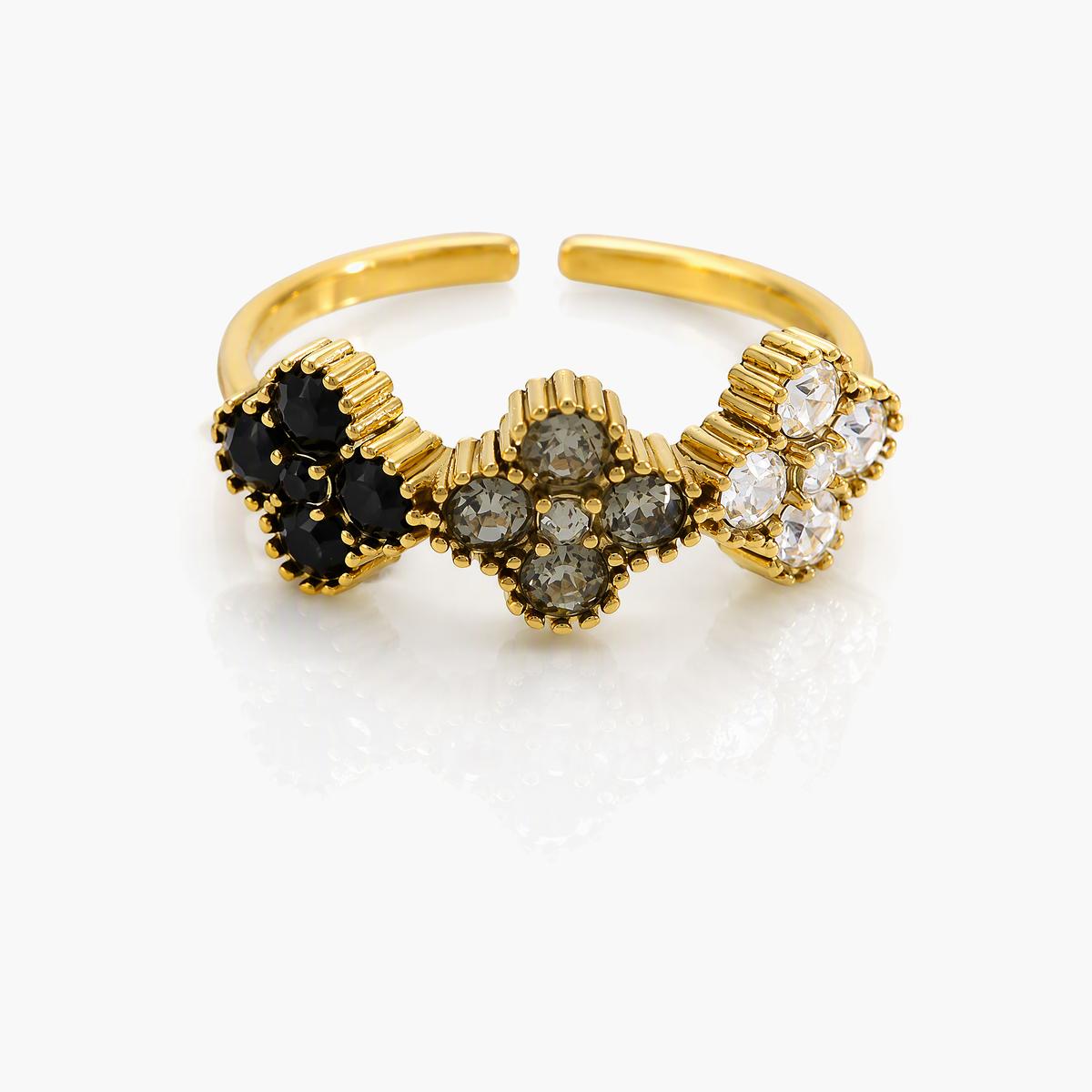 Three Flower Cluster Ring