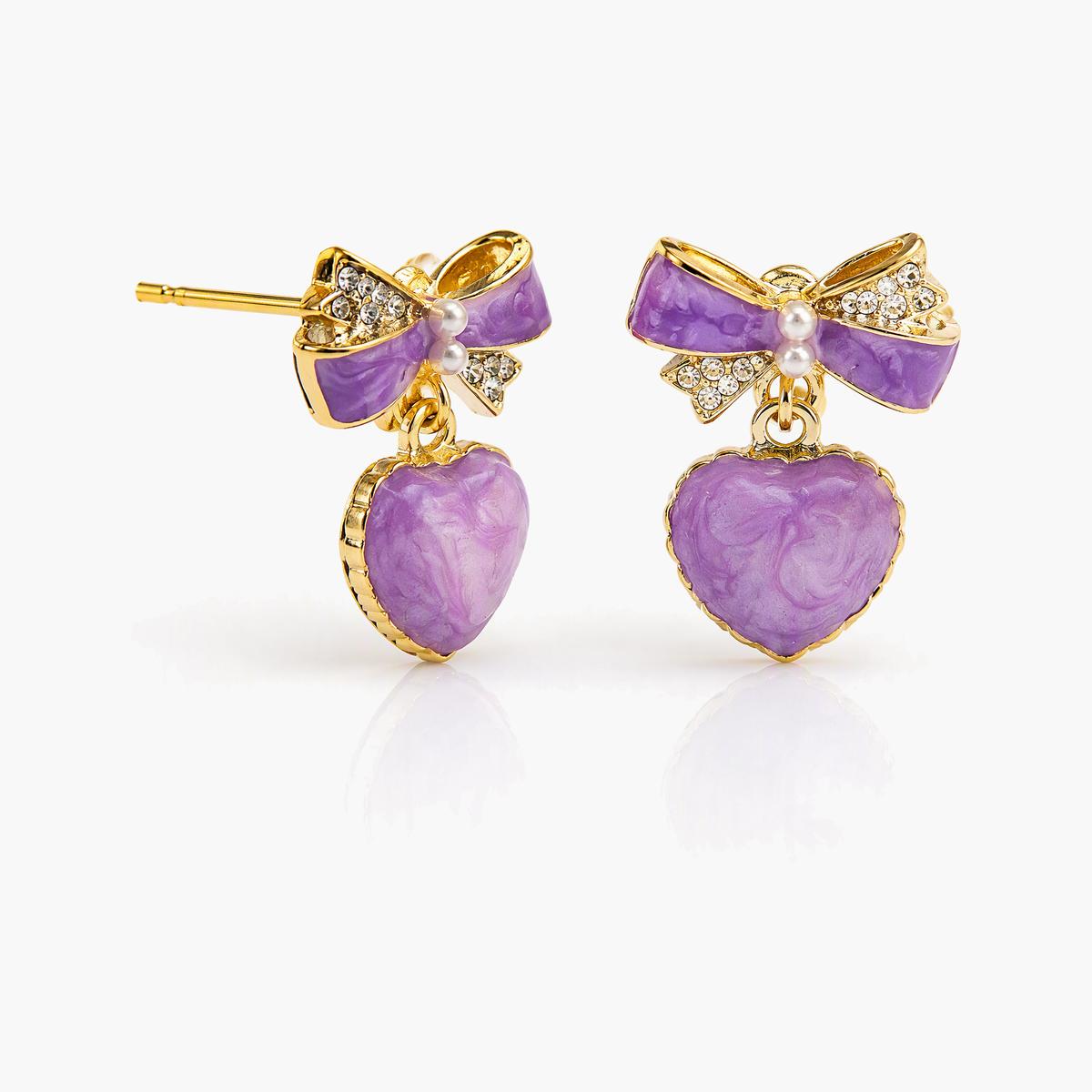 Cute Bow Heart Drop Earrings