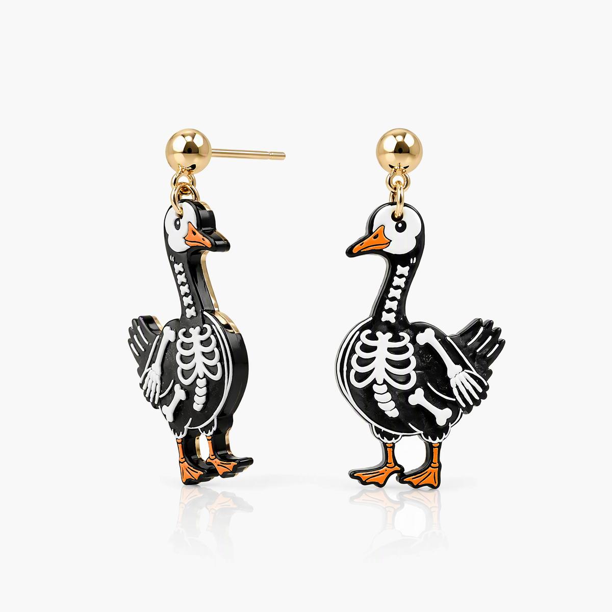 Cute Skeleton Duck Drop Earrings