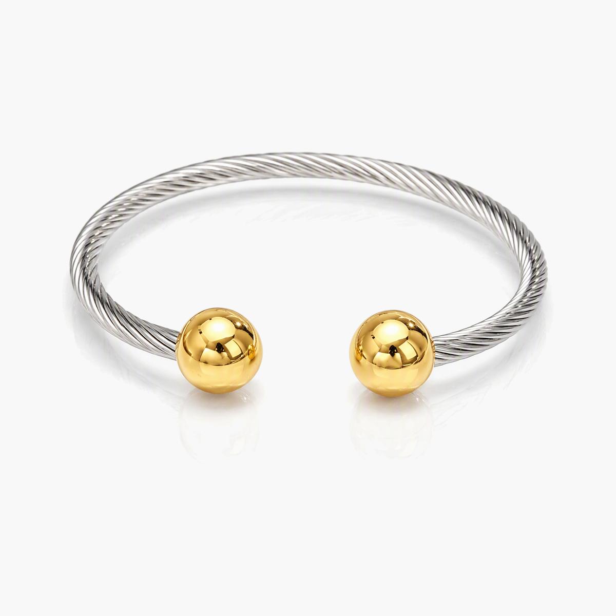 Twisted Band Sphere Cuff Bracelet