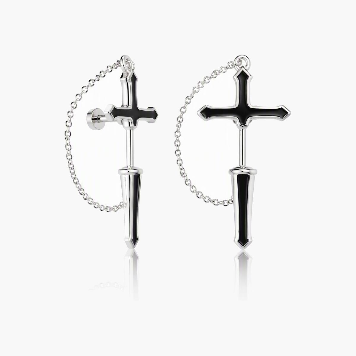 Cross Chain Drop Earrings