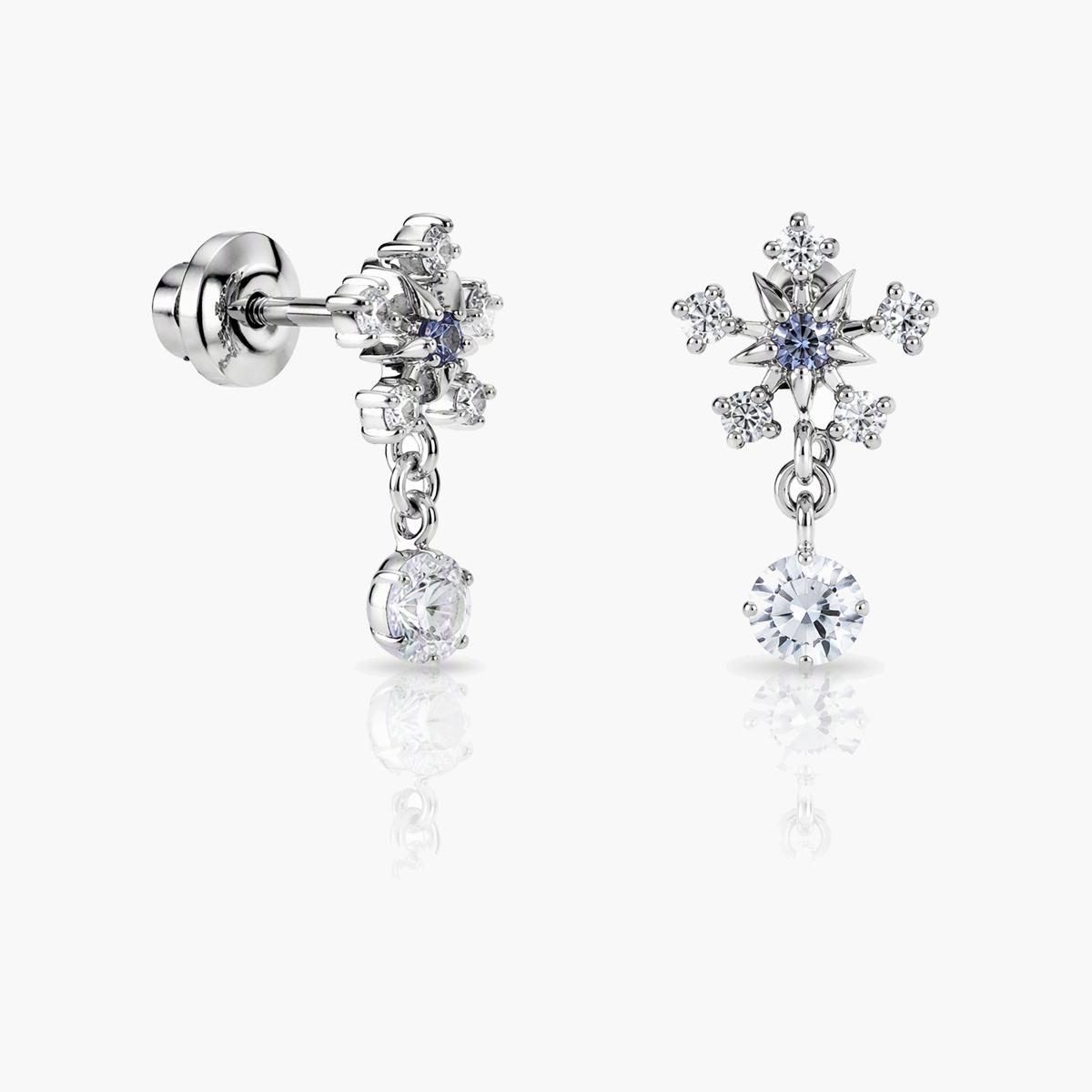 Dainty Snowflake Drop Earrings