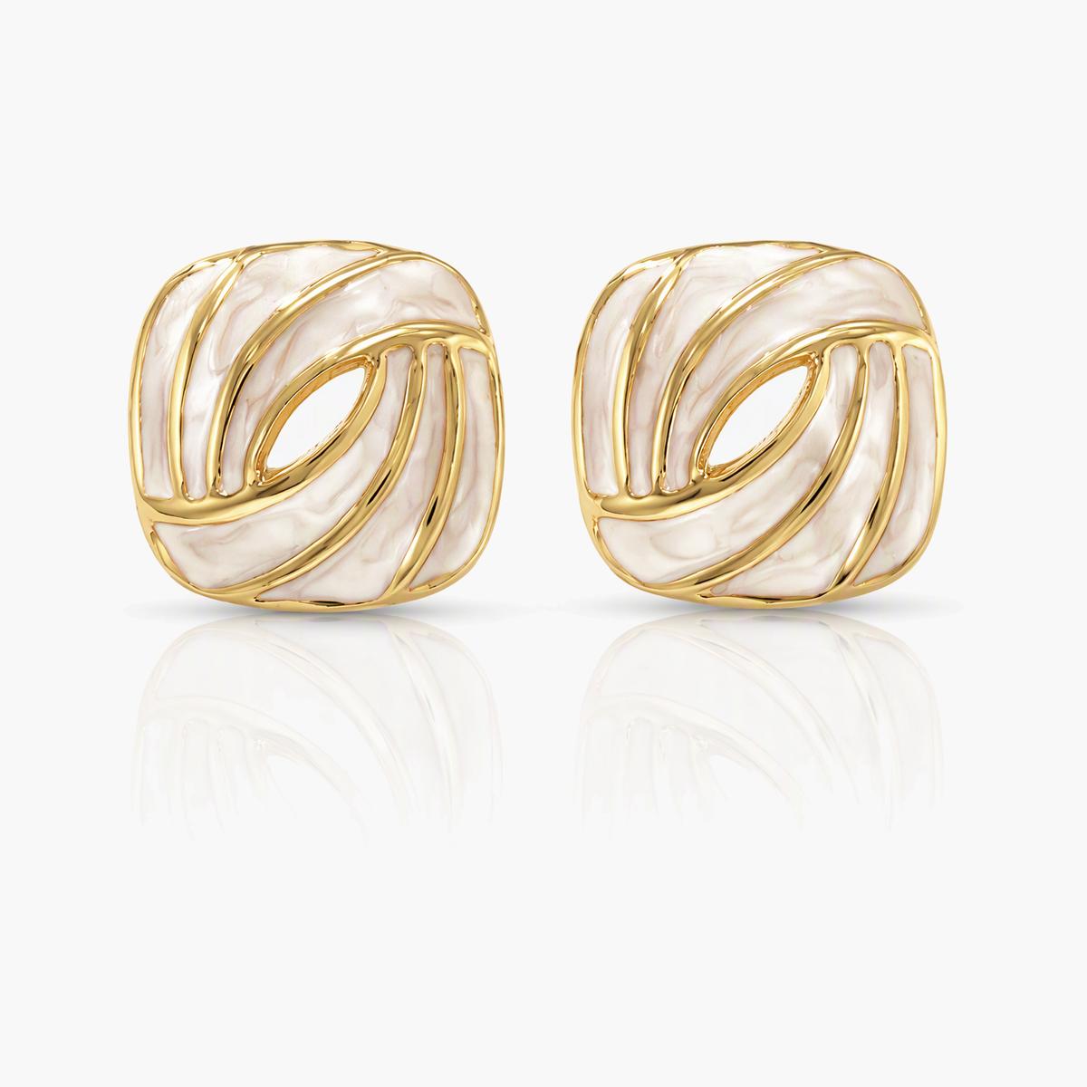 Twisted Square Enamel Stud Earrings