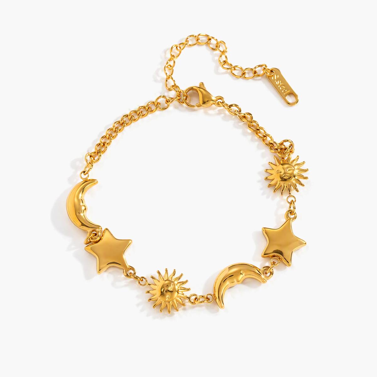 Dainty Sun Moon Star Charm Bracelet