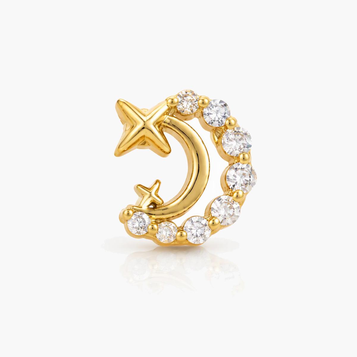 Dainty Moon & Star Nose Ring