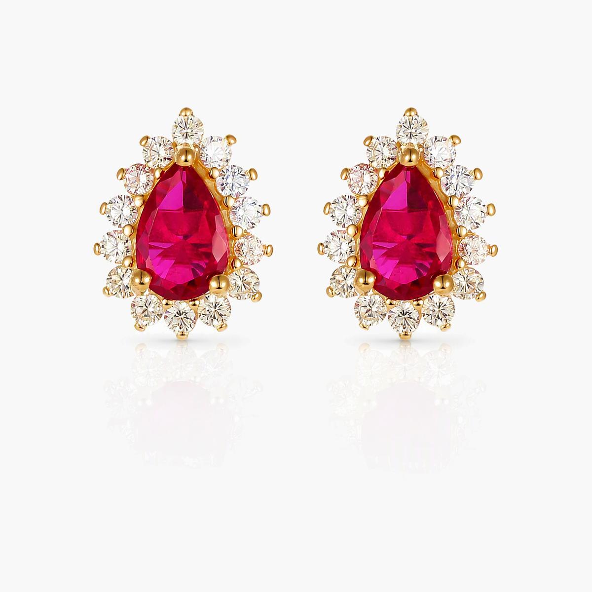 Elegant Pear Halo Stud Earrings