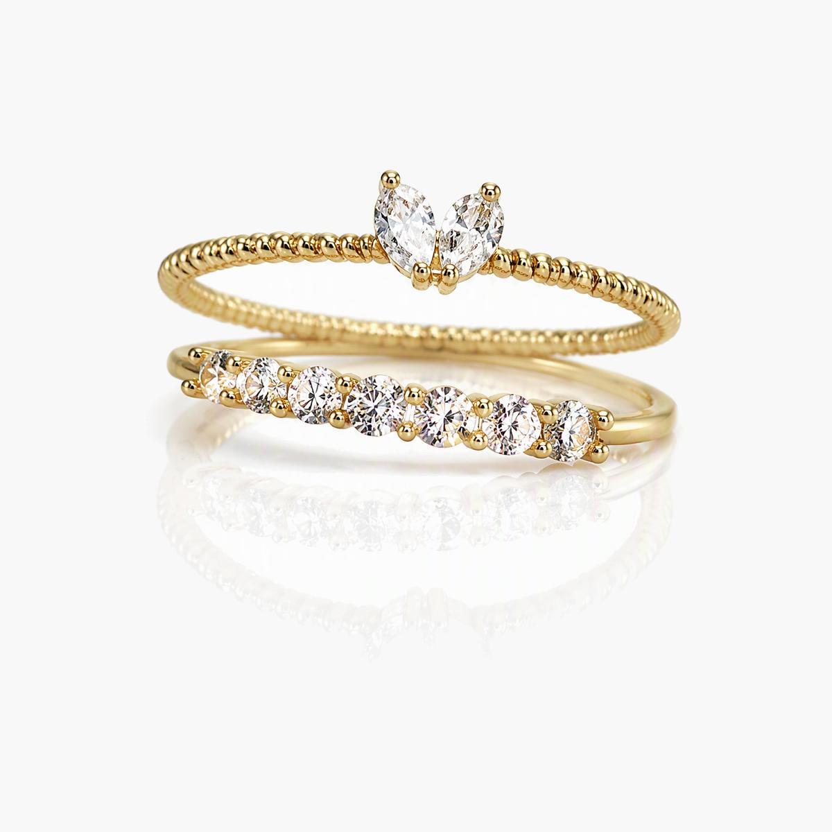 Dainty Heart And Pave Band Ring