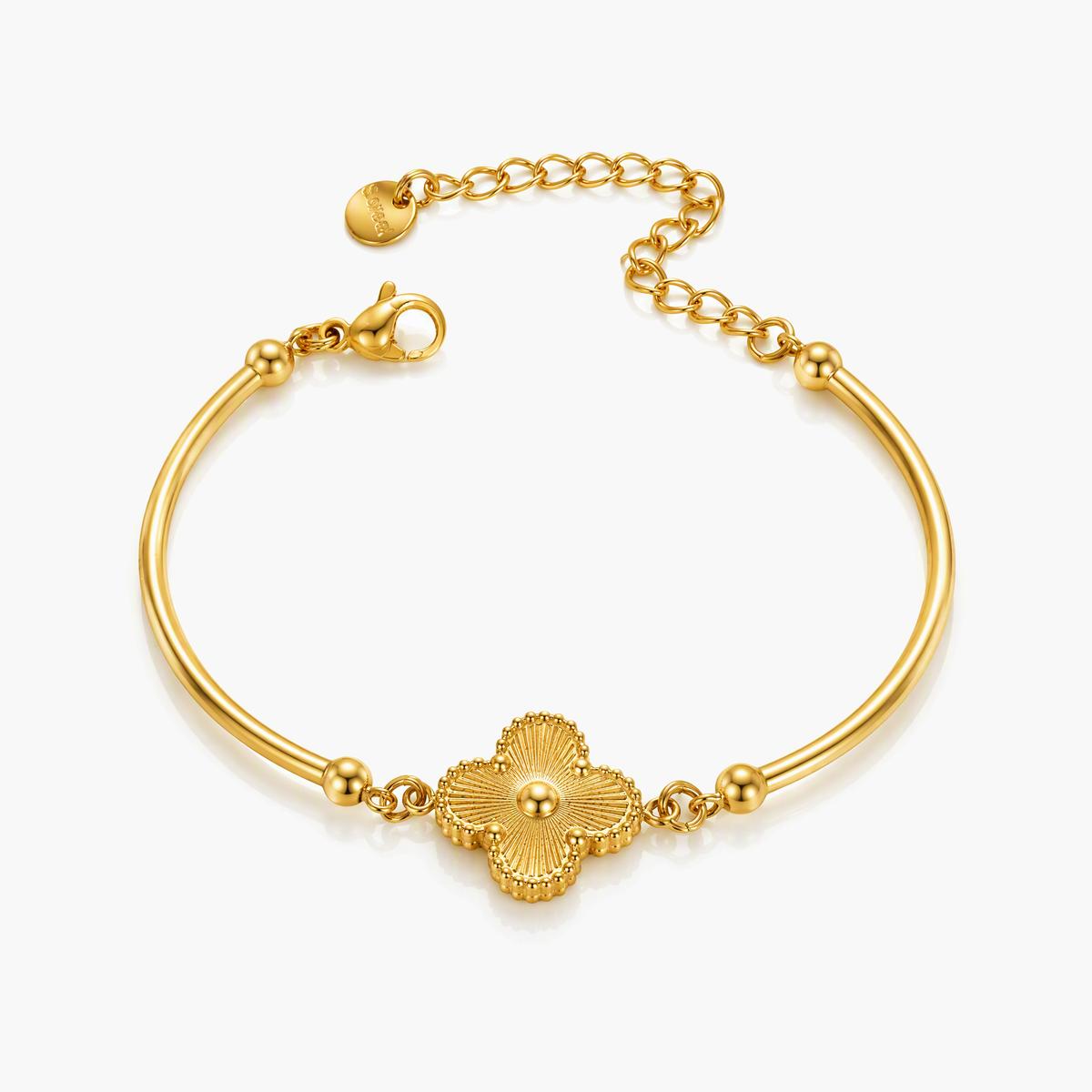 Dainty Flower Charm Bangle