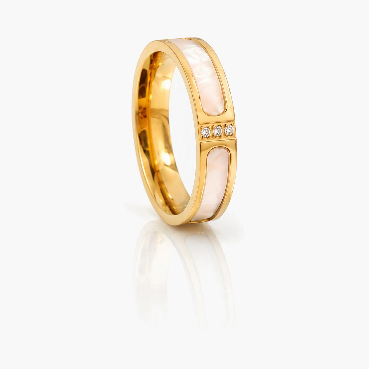Elegant Inlaid Shell Band Ring