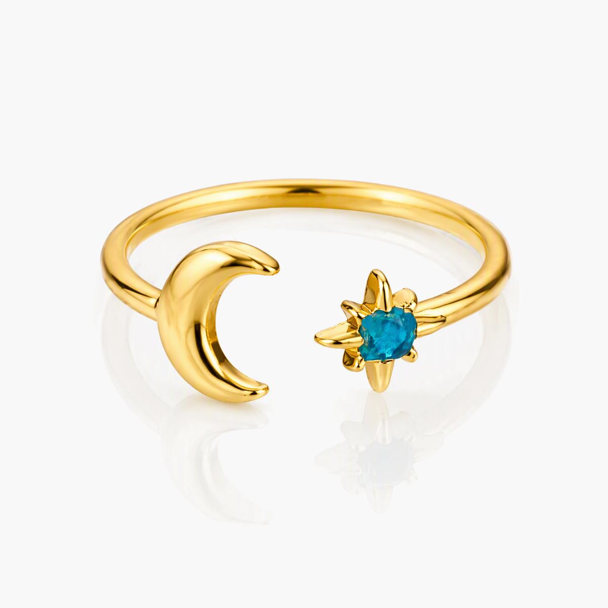 Cute Moon And Star Open Ring