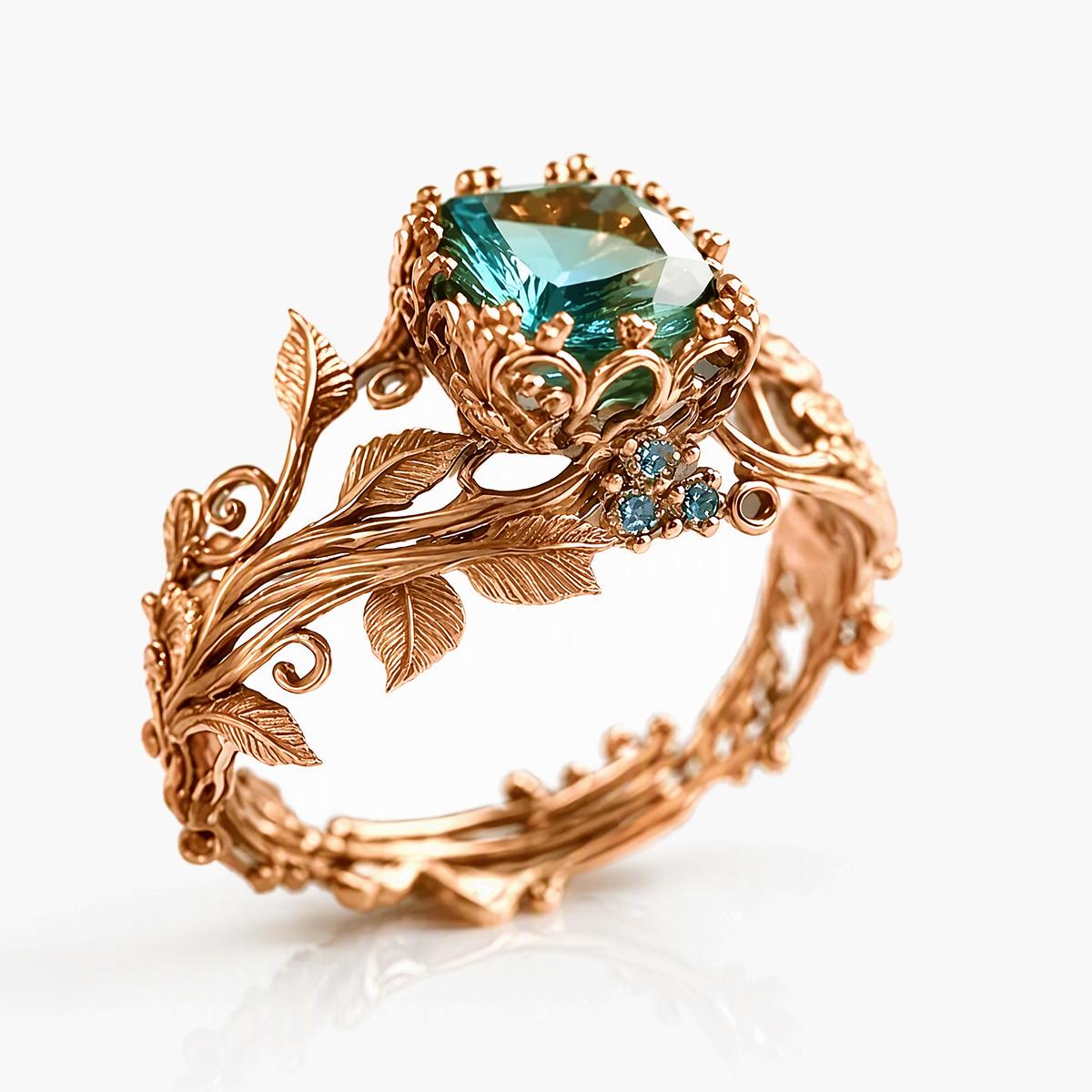 Vintage Leaf Vine Ring