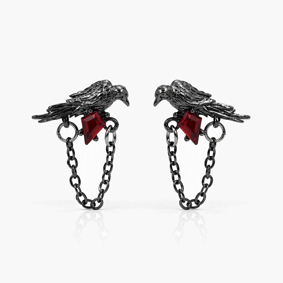 Trendy Raven Bird Chain Drop Earrings
