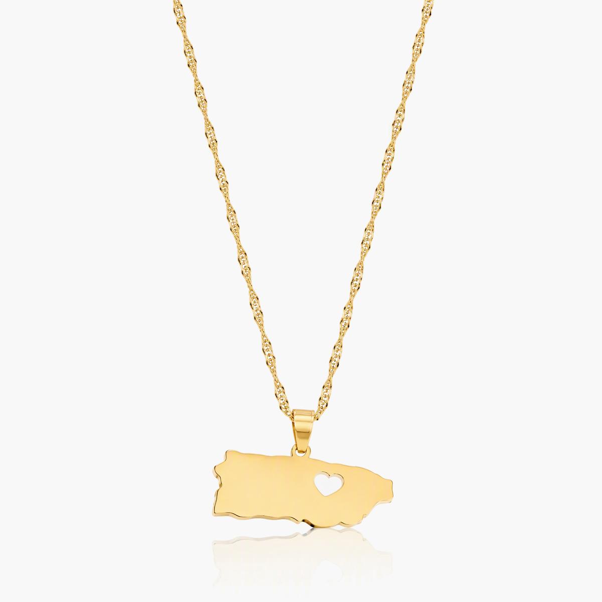 Trendy Puerto Rico Map Pendant Necklace