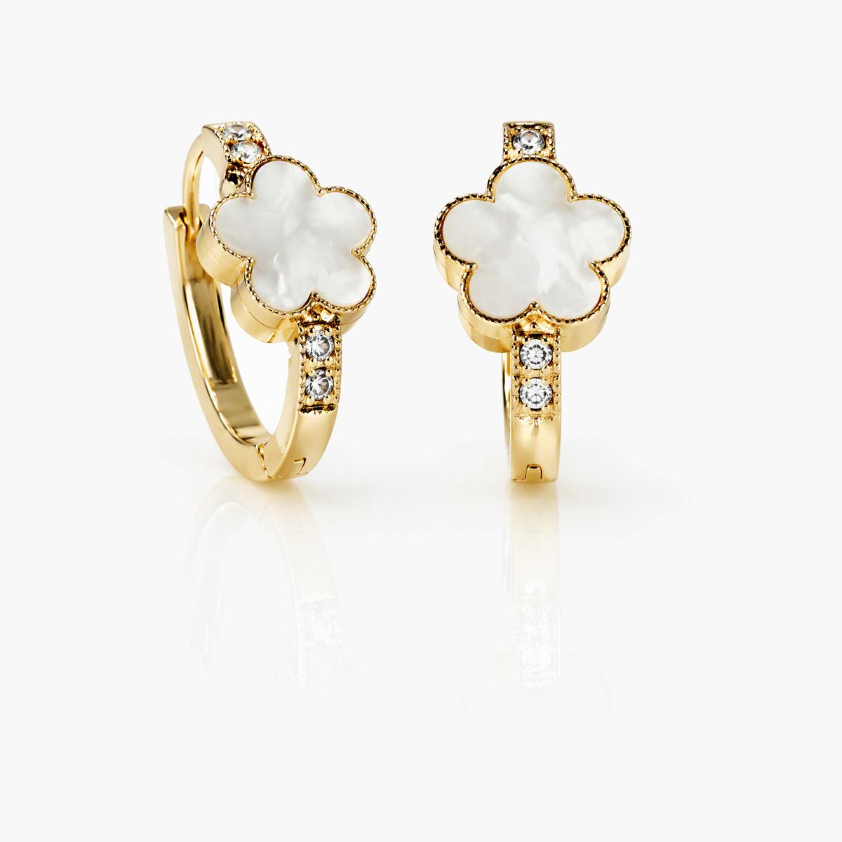 Four-Leaf Clover Huggie Earrings