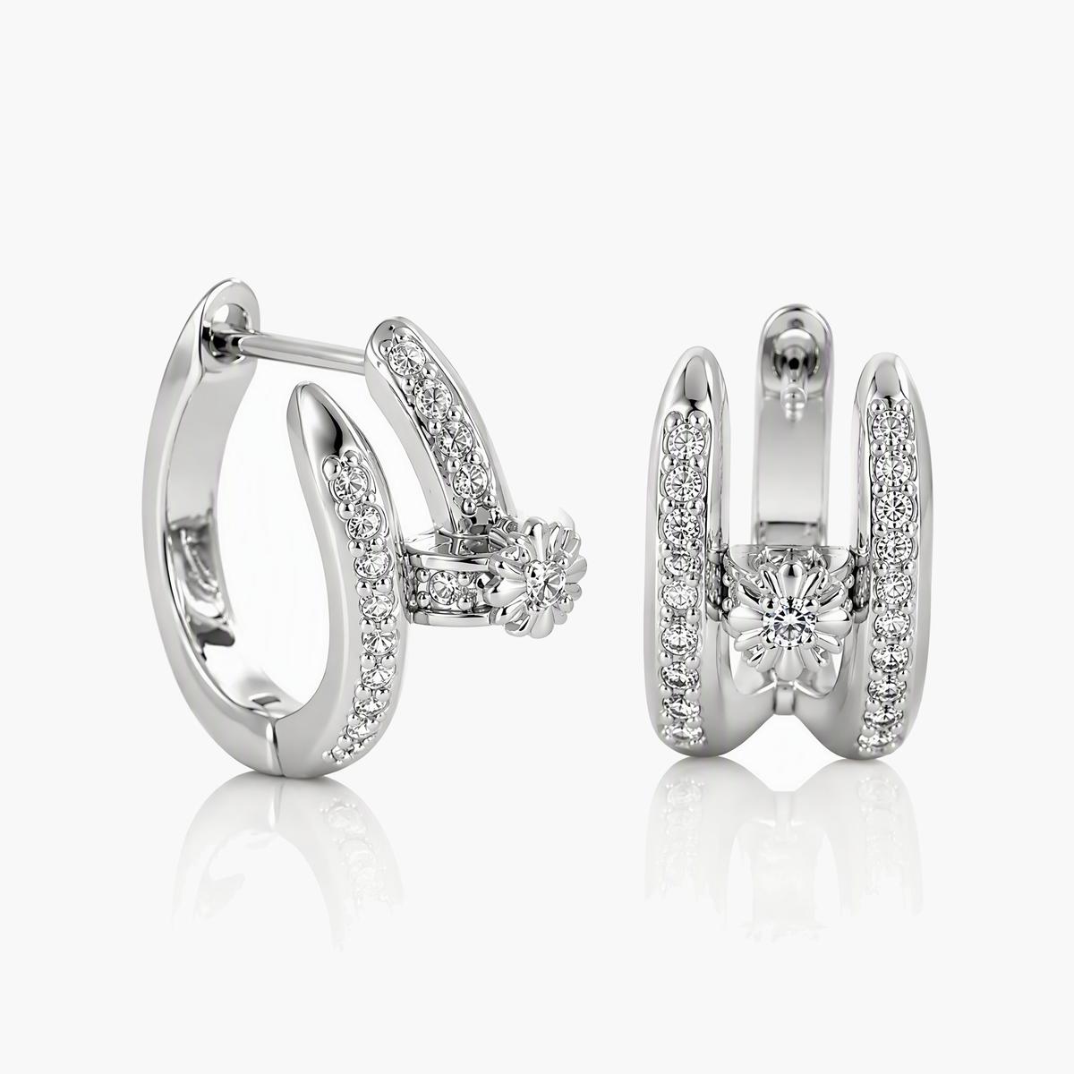 Dainty Flower Leaf Huggie Earrings