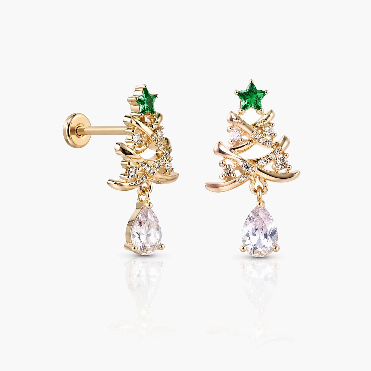 Cute Christmas Tree Drop Earrings