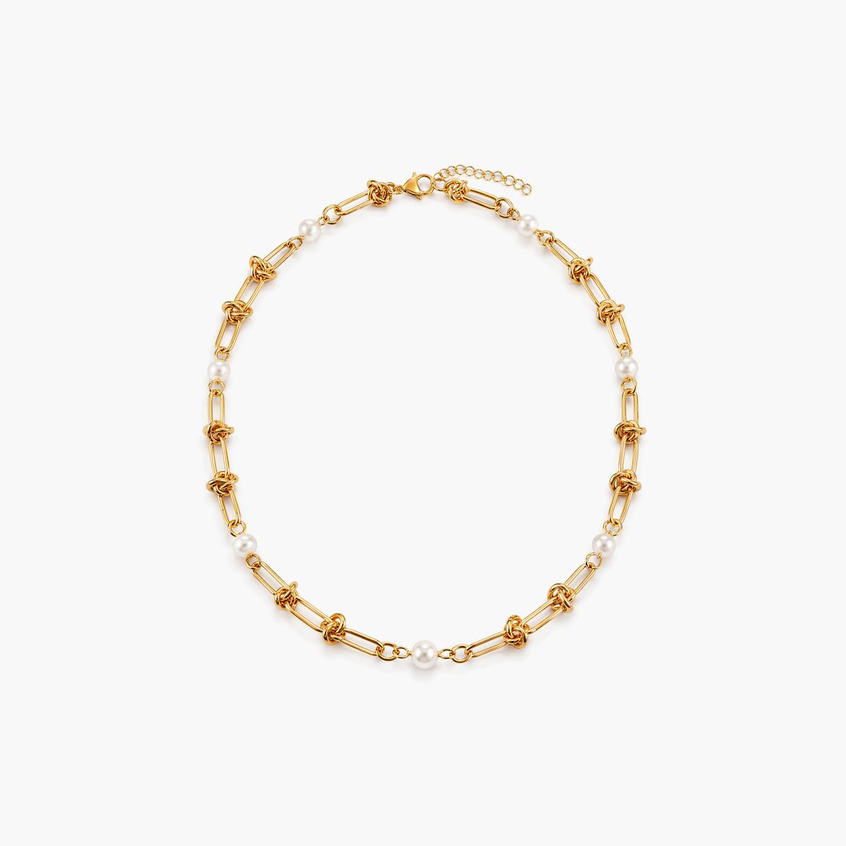 Elegant Pearl Link Chain Necklace