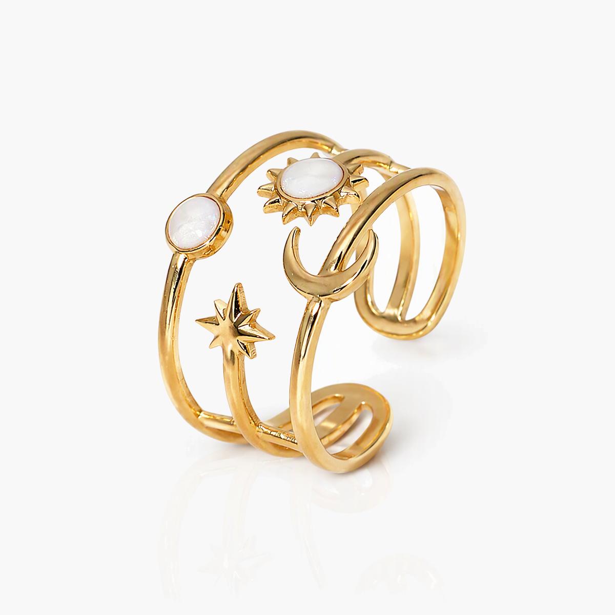 Celestial Sun Moon Open Cuff Ring