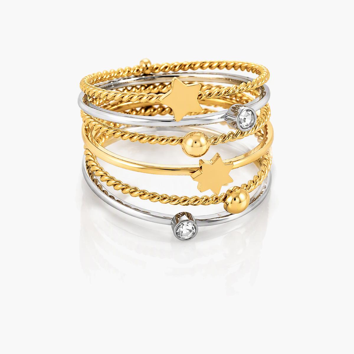 Dainty Star & Sphere Stacked Ring