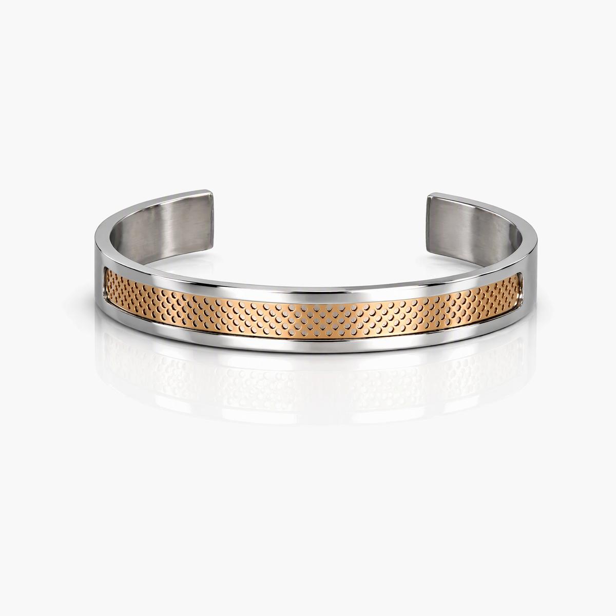 Minimalist Perforated Inlay Open Cuff Bracelet