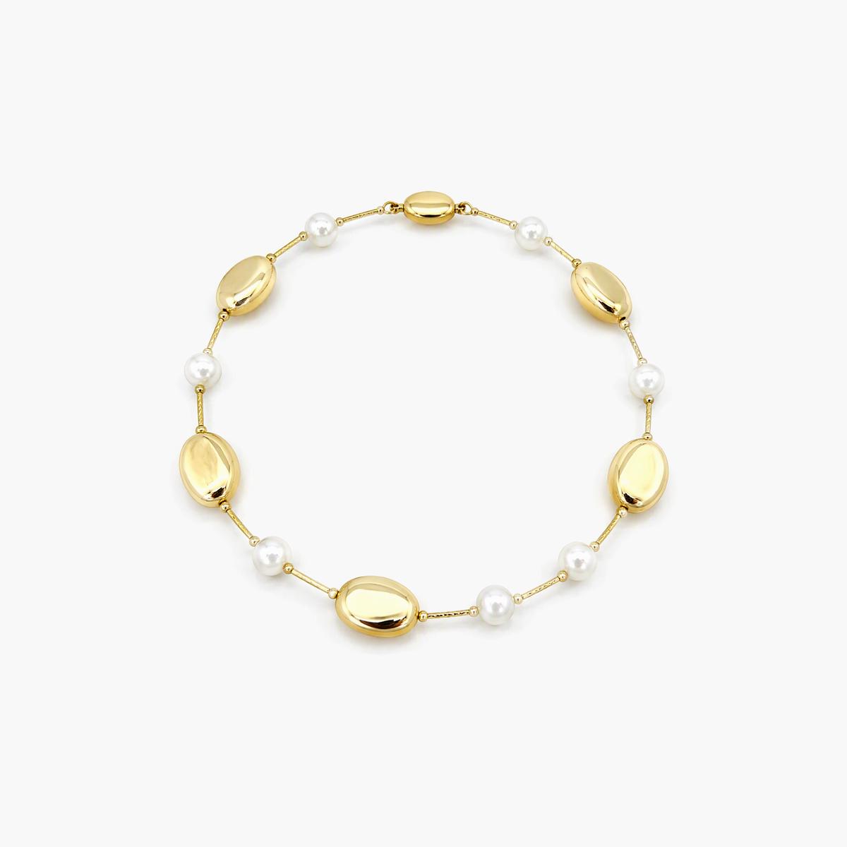Oval Link Pearl Necklace