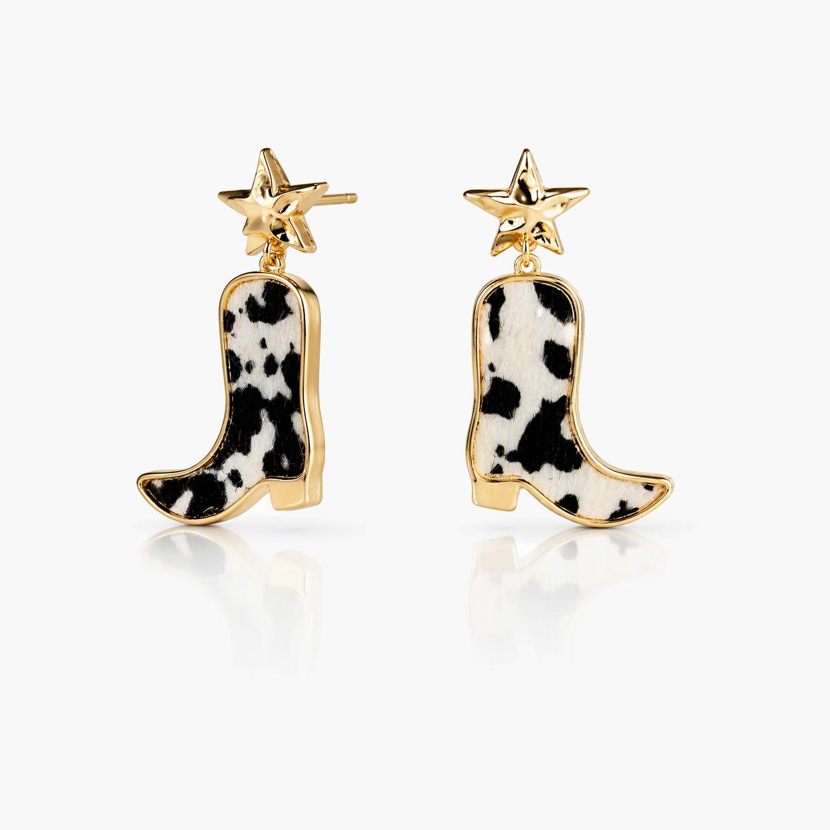 Trendy Star Cowboy Boot Drop Earrings