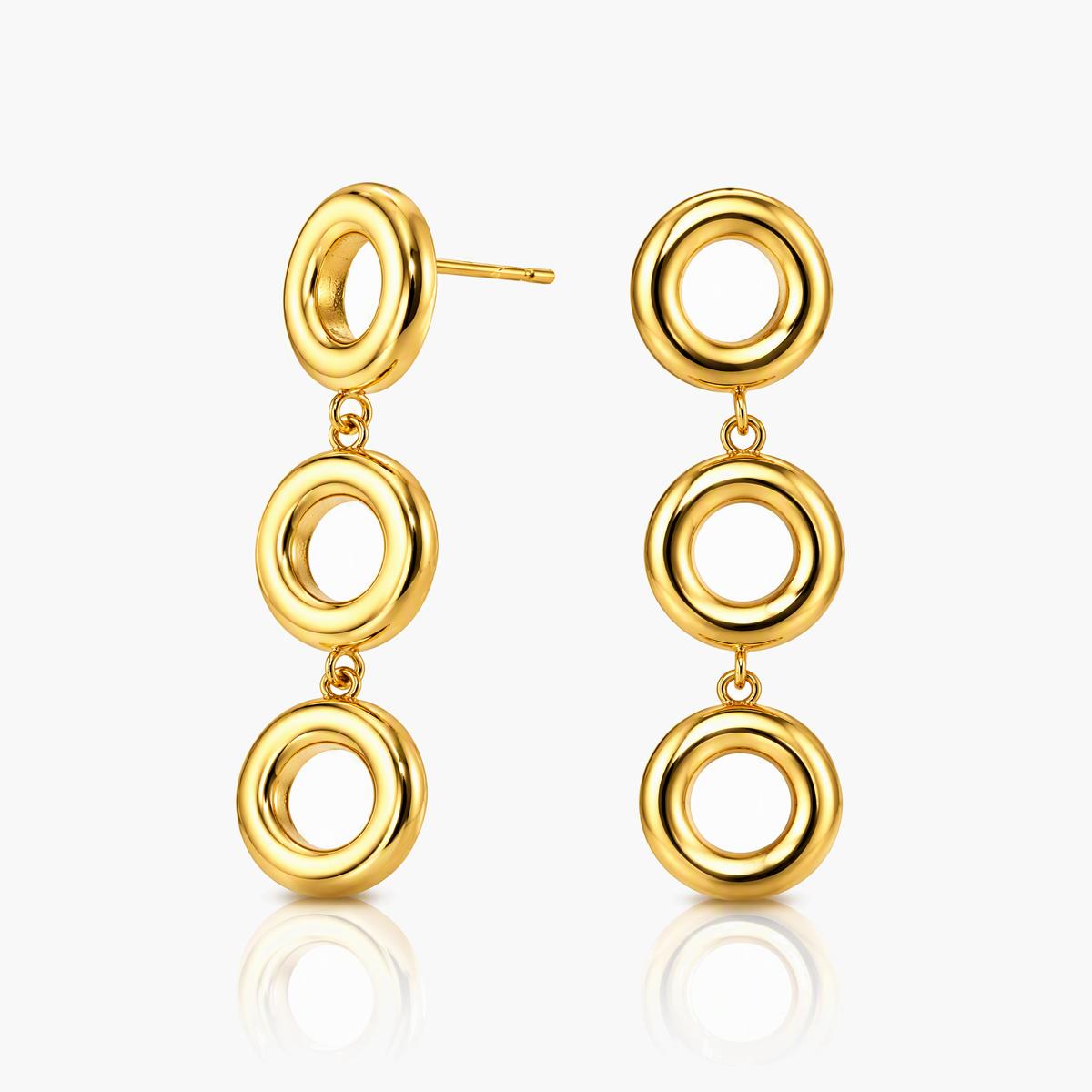 Trendy Triple Circle Drop Earrings
