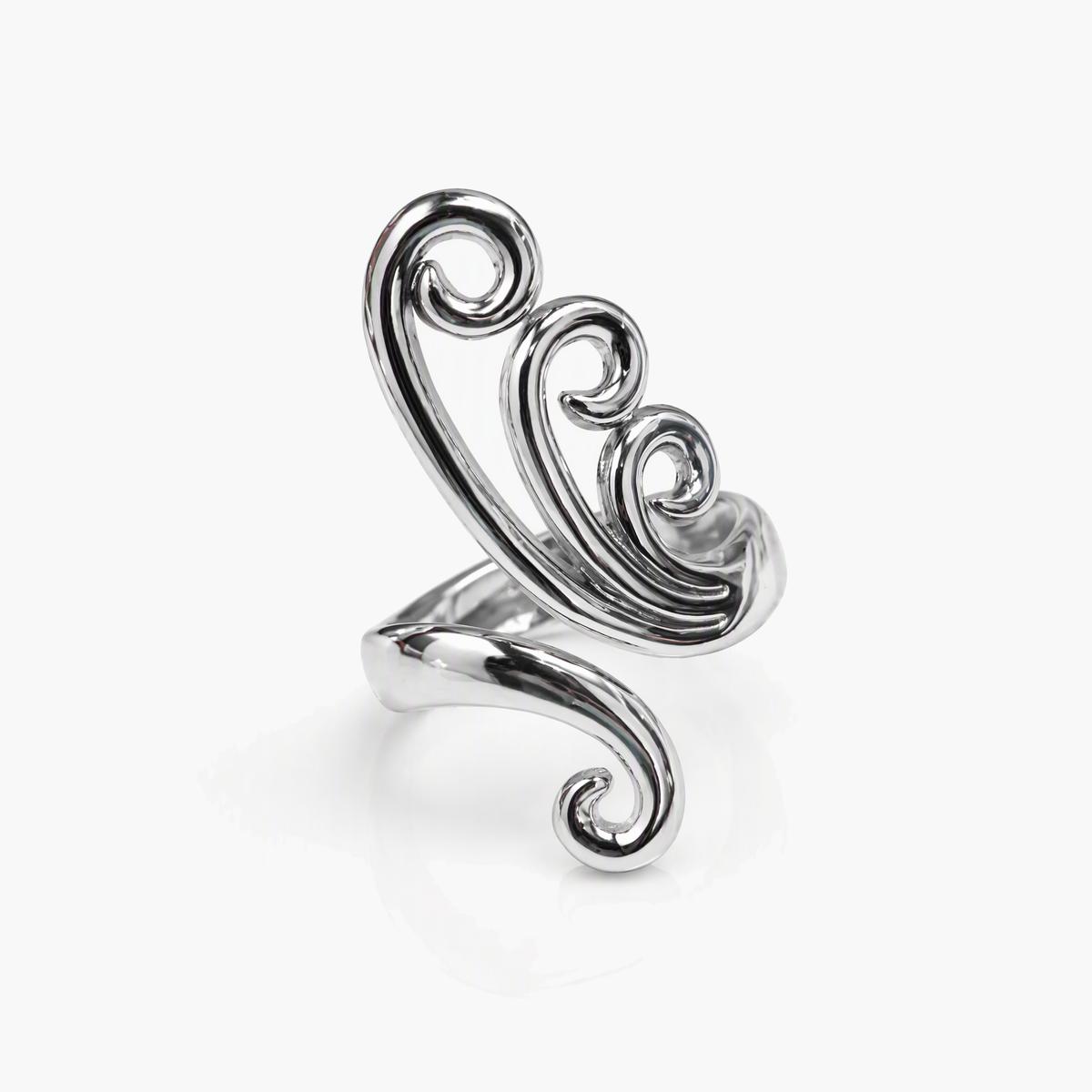 Leaf Flower Scroll Open Ring