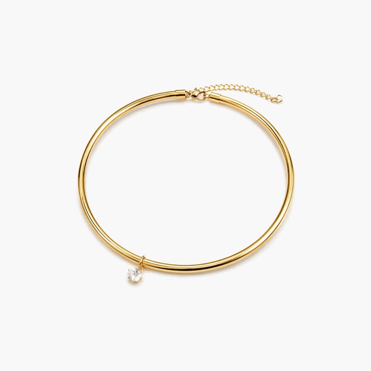 Minimalist Single Stone Choker Necklace