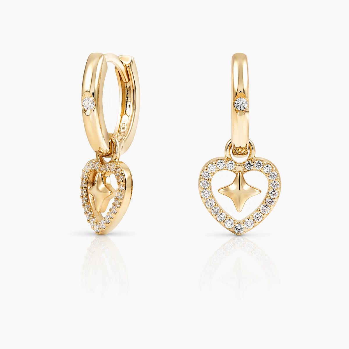 Dainty Heart Charm Huggie Earrings