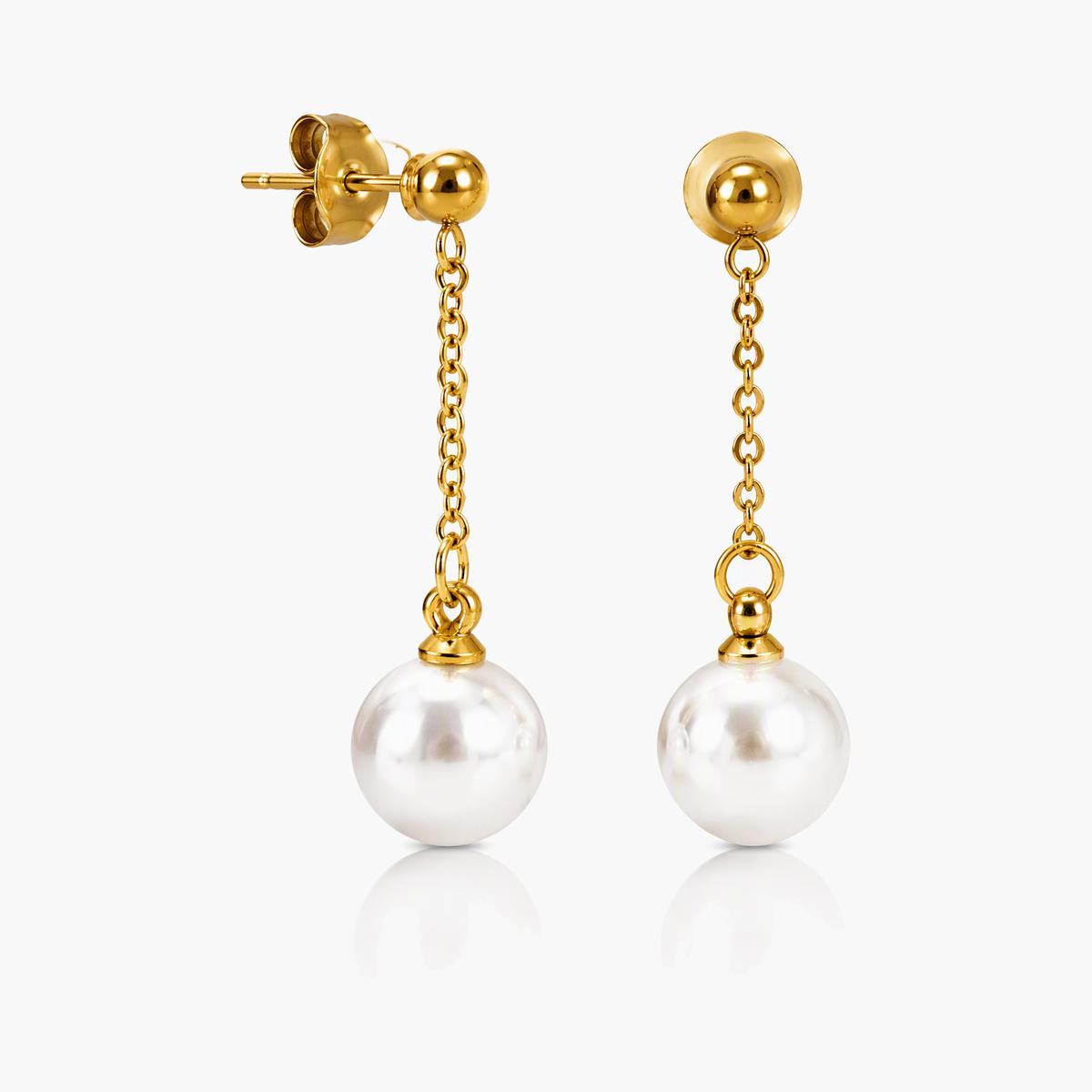 Dainty Chain Drop Pearl Earrings