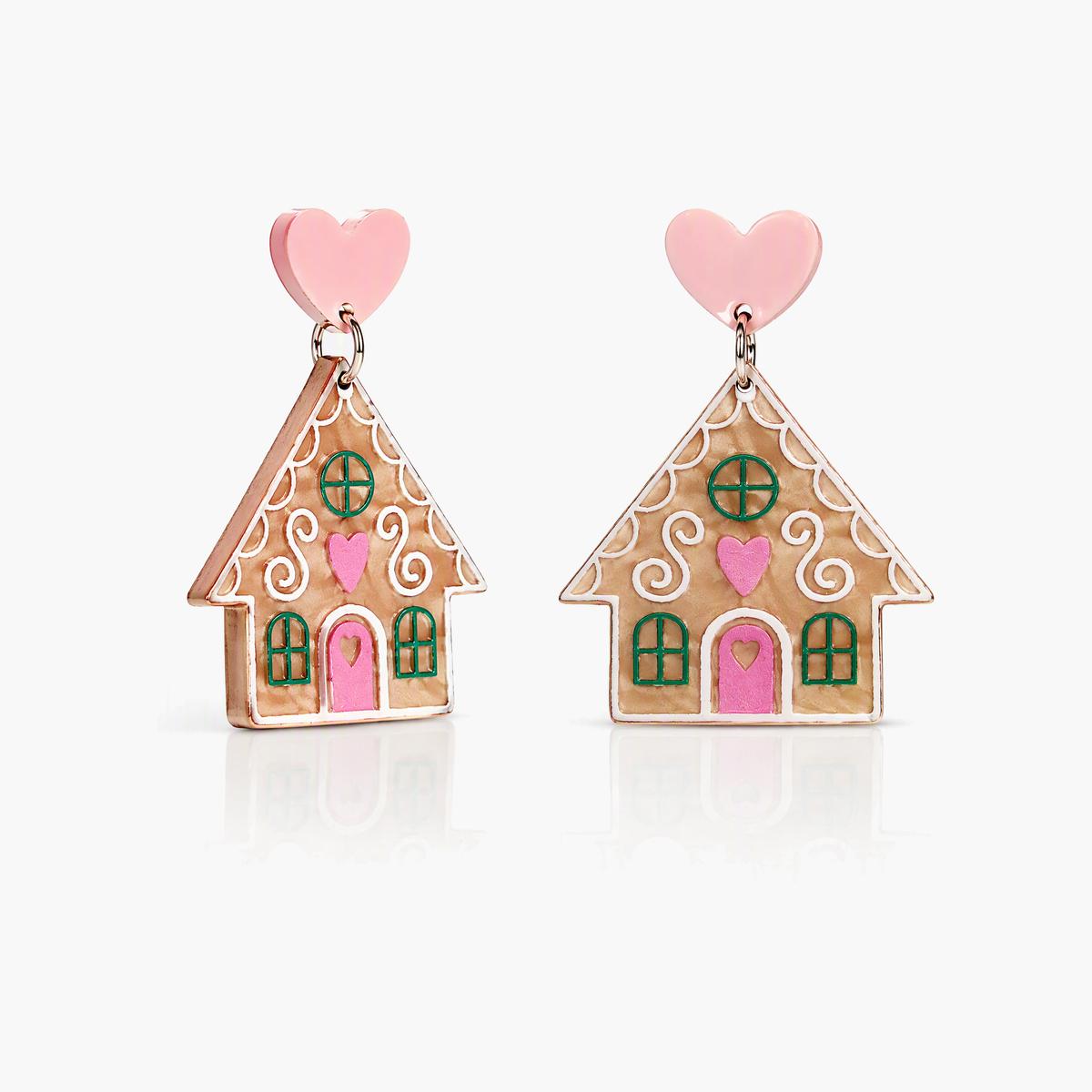 Cute Gingerbread House Drop Earrings