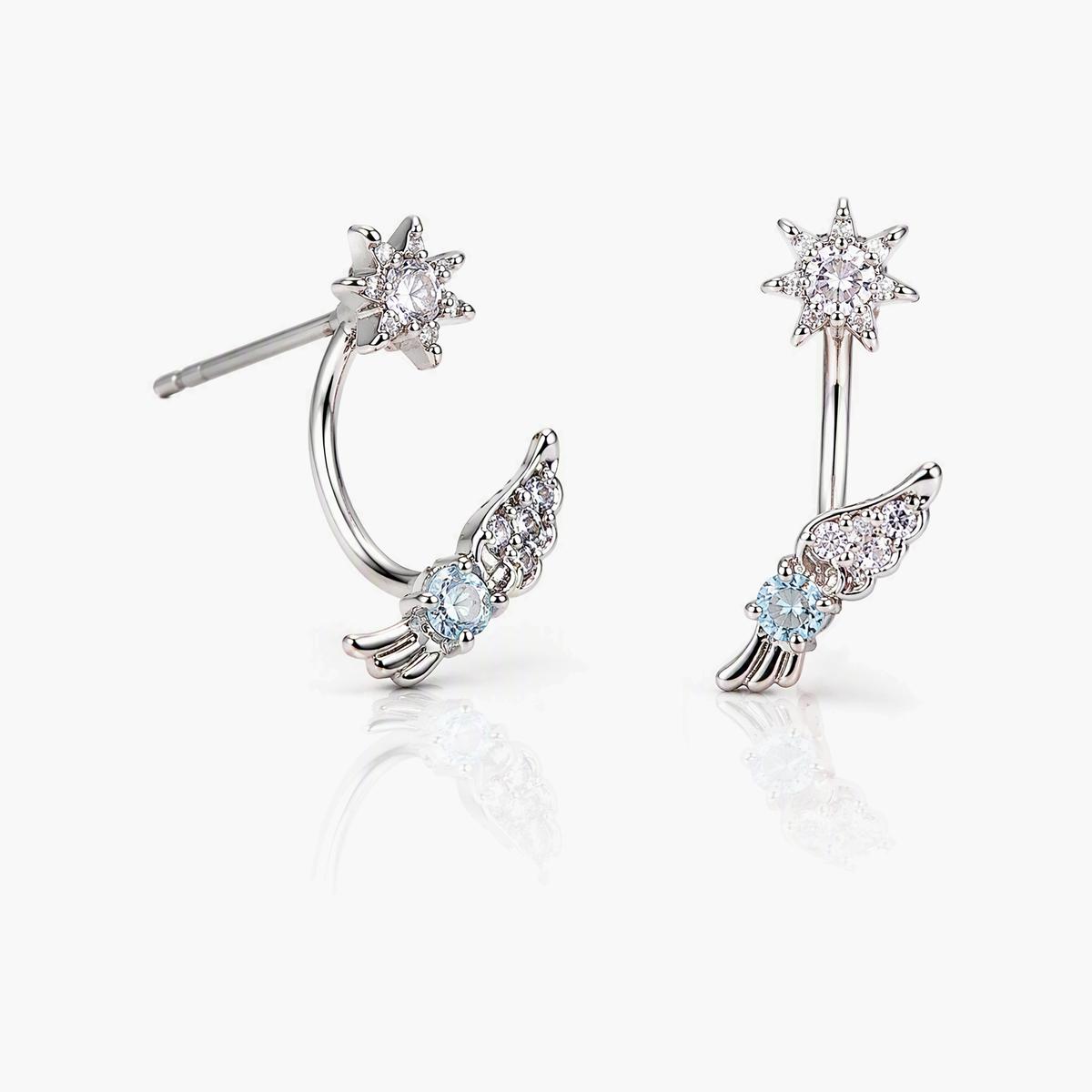 Cute Star And Wing Huggie Earrings