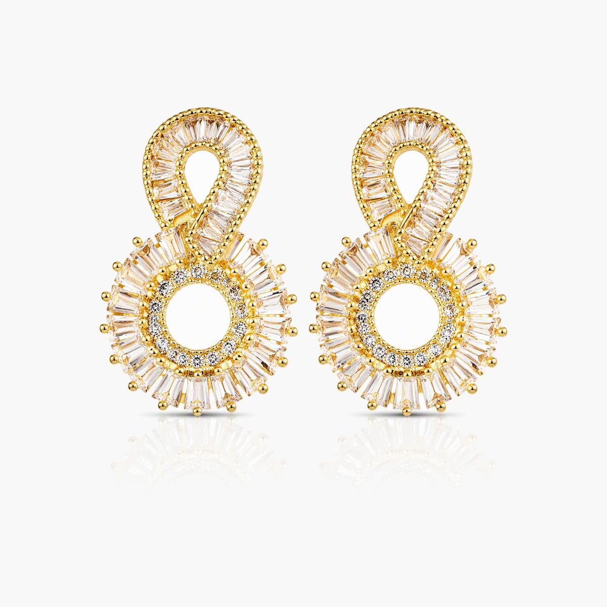 Flower Square Grid Drop Earrings