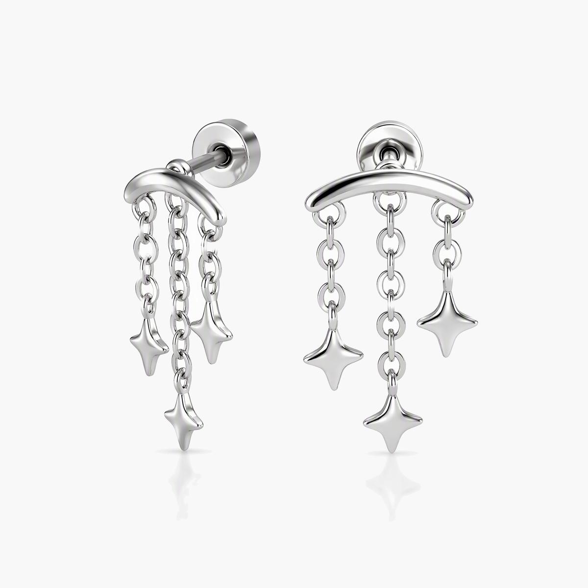 Dangling Star Charm Stud Earrings