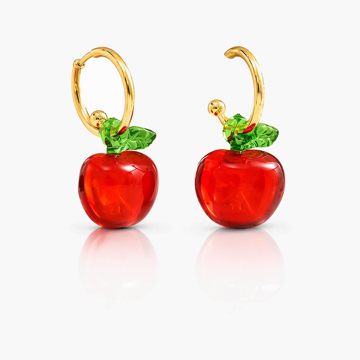 Cute Apple Charm Hoop Earrings